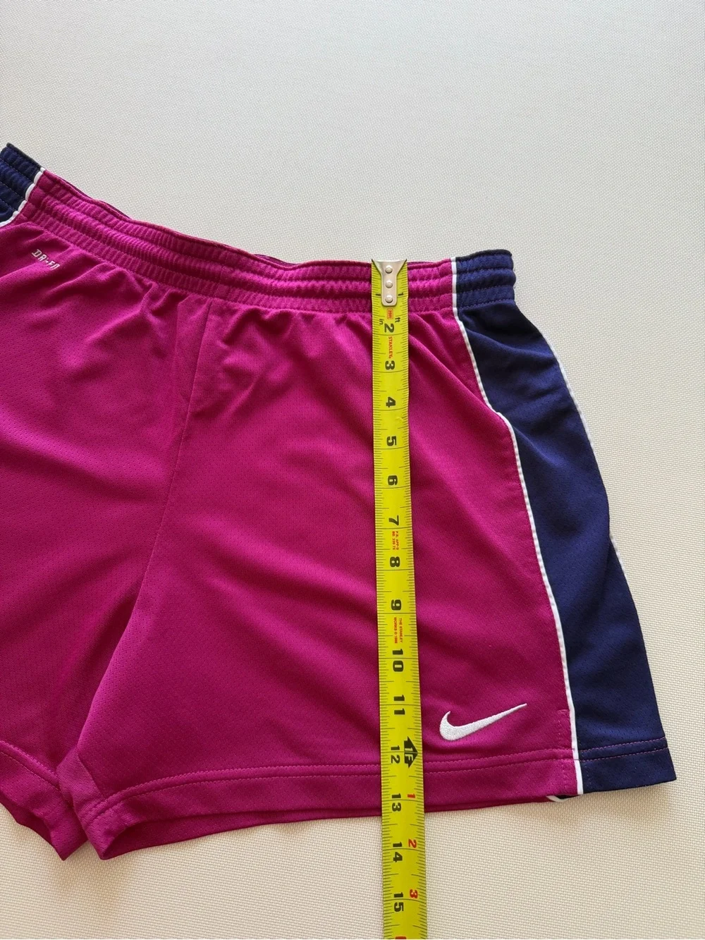 Nike Dri-Fit Women's Magenta Athletic Shorts with Navy Side Panels M